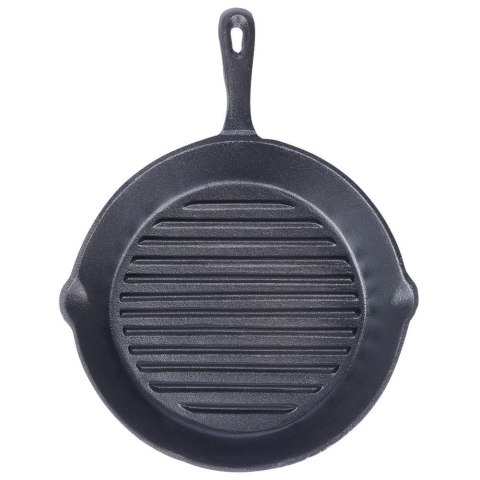 Patelnia żeliwna grillowa okrągła do grillowania 24 cm