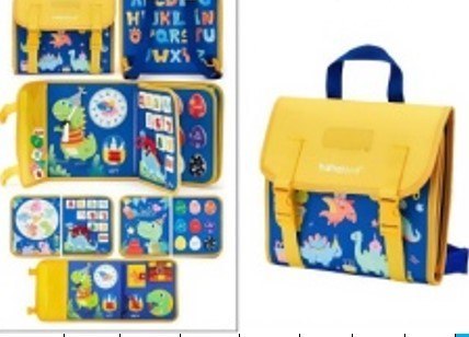 Tablica manipulacyjna sensoryczna montessori walizka plecak niebieska Tablica manipulacyjna sensoryczna montessori walizka plecak niebieska
