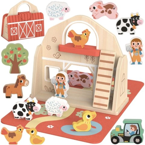 TOOKY TOY Drewniana Składana Farma w Walizce ze Zwierzątkami TOOKY TOY Drewniana Składana Farma w Walizce ze Zwierzątkami