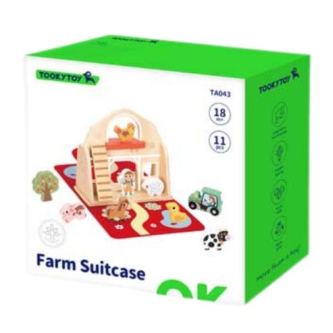 TOOKY TOY Drewniana Składana Farma w Walizce ze Zwierzątkami TOOKY TOY Drewniana Składana Farma w Walizce ze Zwierzątkami