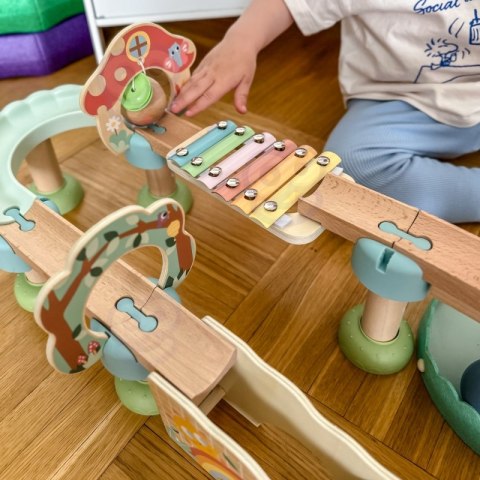 Tooky Toy Drewniany Muzyczny Tor Kulkowy Kulodrom 44 el. Pastelowe Tooky Toy Drewniany Muzyczny Tor Kulkowy Kulodrom 44 el. Pastelowe