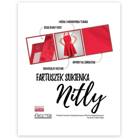 Nitly Red Fartuszek Sukienka fartuch damski POLSKI