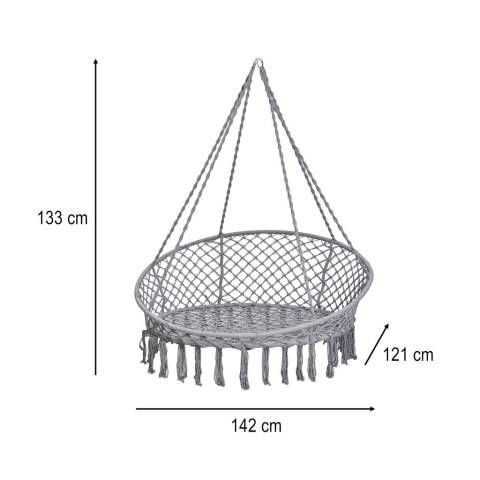 Huśtawka bocianie gniazdo z oparciem ogrodowa 120x140x140 XXL szare Huśtawka bocianie gniazdo z oparciem ogrodowa 120x140x140 XXL szare