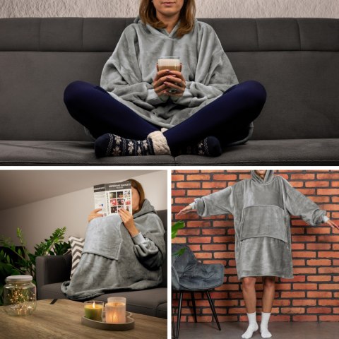 Bluzair Bluza Koc Oversize Polska Jasny Szary 4w1 Bluzair Bluza Koc Oversize Polska Jasny Szary 4w1