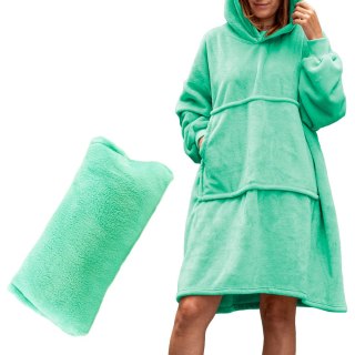 Bluzair Bluza Koc Oversize z Kapturem Polska Mięta