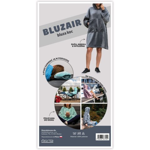 Bluzair Bluza Koc Oversize z Kapturem Polska Mięta Bluzair Bluza Koc Oversize z Kapturem Polska Mięta