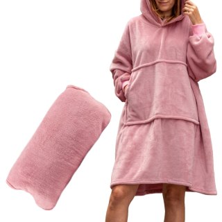 Bluzair Bluza Koc Oversize z Kapturem Polska Róż
