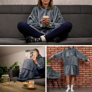 Bluzair SUPER MAMA - Bluza koc - Szary - prezent dla mamy - dzień matki