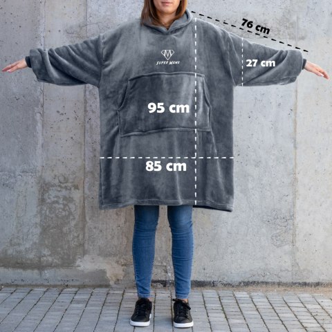 Bluzair SUPER MAMA - Bluza koc - Szary - prezent dla mamy - dzień matki Bluzair SUPER MAMA - Bluza koc - Szary - prezent dla mamy - dzień matki