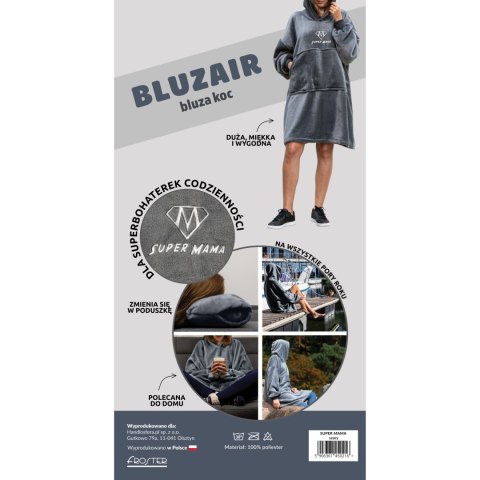 Bluzair SUPER MAMA - Bluza koc - Szary - prezent dla mamy - dzień matki Bluzair SUPER MAMA - Bluza koc - Szary - prezent dla mamy - dzień matki