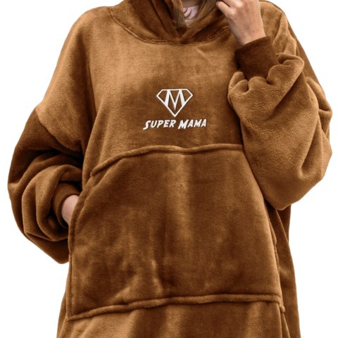 Bluzair SUPER MAMA - Bluza koc - Toffee - prezent dla mamy - dzień matki Bluzair SUPER MAMA - Bluza koc - Toffee - prezent dla mamy - dzień matki