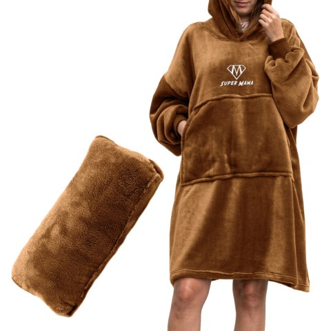 Bluzair SUPER MAMA - Bluza koc - Toffee - prezent dla mamy - dzień matki Bluzair SUPER MAMA - Bluza koc - Toffee - prezent dla mamy - dzień matki