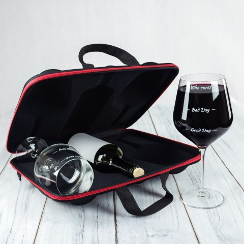 Etui na wino z kieliszkami Who cares 2 kieliszki Etui na wino z kieliszkami Who cares 2 kieliszki