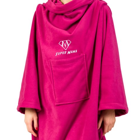 Kocyko-szlafrok SUPER MAMA - Fuksja - prezent dla mamy - na dzień matki Kocyko-szlafrok SUPER MAMA - Fuksja - prezent dla mamy - na dzień matki