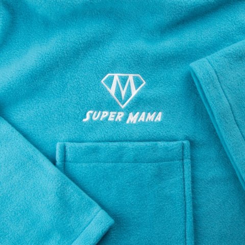 Kocyko-szlafrok SUPER MAMA - Niebieski - prezent dla mamy - na dzień matki Kocyko-szlafrok SUPER MAMA - Niebieski - prezent dla mamy - na dzień matki