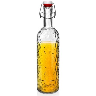 Butelka szklana zdobiona na alkohol wino nalewkę likier syrop sok z korkiem klipsem 1,1 l