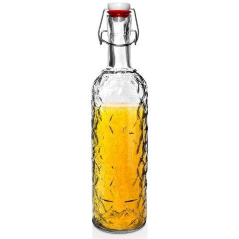Butelka szklana zdobiona na alkohol wino nalewkę likier syrop sok z korkiem klipsem 1,1 l Butelka szklana zdobiona na alkohol wino nalewkę likier syrop sok z korkiem klipsem 1,1 l