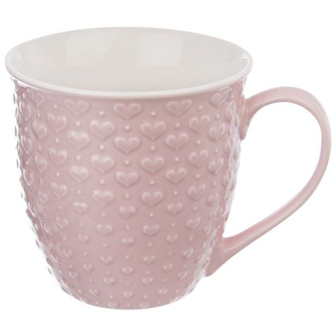 Duży kubek ceramiczny z uchem do kawy herbaty napojów serca różowy 580 ml Duży kubek ceramiczny z uchem do kawy herbaty napojów serca różowy 580 ml