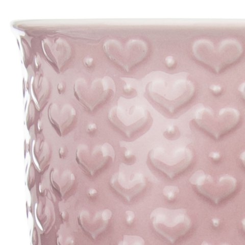 Duży kubek ceramiczny z uchem do kawy herbaty napojów serca różowy 580 ml Duży kubek ceramiczny z uchem do kawy herbaty napojów serca różowy 580 ml