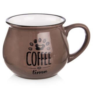 Kubek ceramiczny z uchem do kawy herbaty brązowy 320 ml