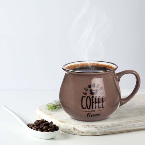 Kubek ceramiczny z uchem do kawy herbaty brązowy 320 ml Kubek ceramiczny z uchem do kawy herbaty brązowy 320 ml