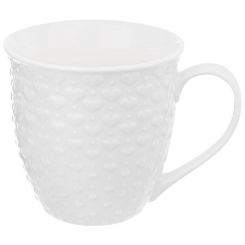 Kubek ceramiczny z uchem do picia kawy herbaty napojów serca biały 580 ml Kubek ceramiczny z uchem do picia kawy herbaty napojów serca biały 580 ml