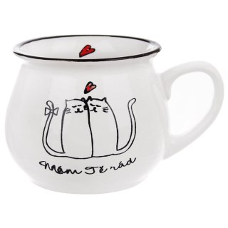 Kubek ceramiczny z uchem koty kotki do picia kawy herbaty 300 ml