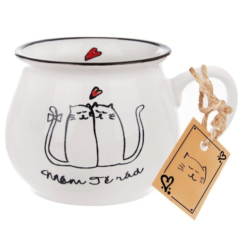 Kubek ceramiczny z uchem koty kotki do picia kawy herbaty 300 ml Kubek ceramiczny z uchem koty kotki do picia kawy herbaty 300 ml