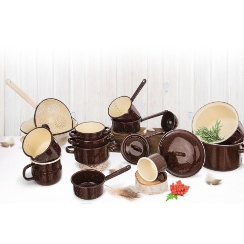 Kubek emaliowany garnuszek retro 0,4 l 8 cm brązowy Kubek emaliowany garnuszek retro 0,4 l 8 cm brązowy
