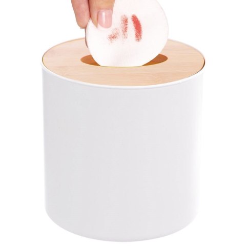 Mini kosz łazienkowy na śmieci odpady biały z bambusową pokrywką stołowy 1,5 l Mini kosz łazienkowy na śmieci odpady biały z bambusową pokrywką stołowy 1,5 l
