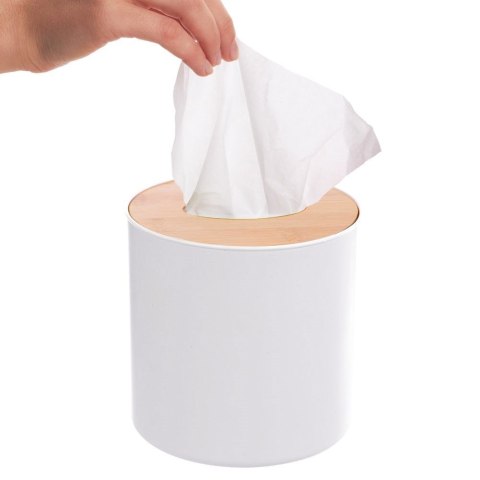 Mini kosz łazienkowy na śmieci odpady biały z bambusową pokrywką stołowy 1,5 l Mini kosz łazienkowy na śmieci odpady biały z bambusową pokrywką stołowy 1,5 l