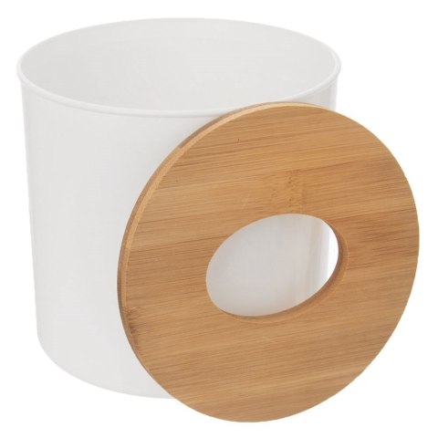 Mini kosz łazienkowy na śmieci odpady biały z bambusową pokrywką stołowy 1,5 l Mini kosz łazienkowy na śmieci odpady biały z bambusową pokrywką stołowy 1,5 l