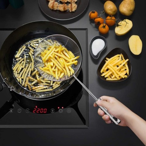 Nabierak szumówka cedzak łyżka cedzakowa stalowa do klusek pierogów frytek 37 cm Nabierak szumówka cedzak łyżka cedzakowa stalowa do klusek pierogów frytek 37 cm