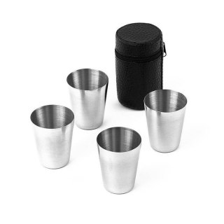 Podróżne kieliszki stalowe w etui zestaw 4 szt. 30 ml