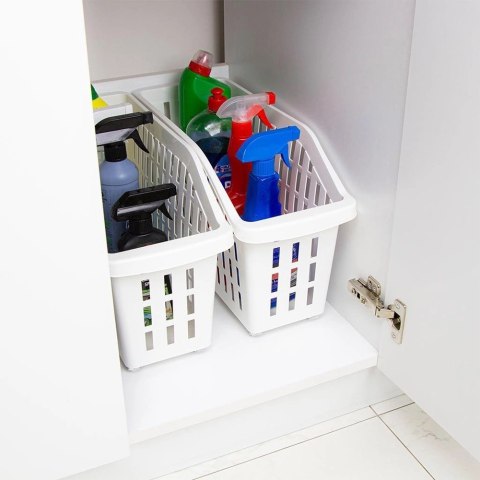 Pojemnik do przechowywania na kółkach biały wąski 13 l Pojemnik do przechowywania na kółkach biały wąski 13 l