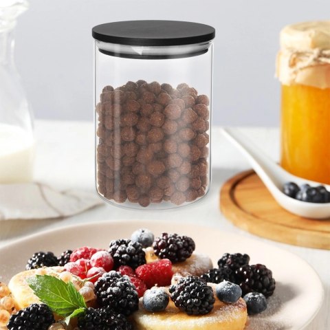 Pojemnik na produkty sypkie szklany z pokrywką i uszczelką 600 ml Pojemnik na produkty sypkie szklany z pokrywką i uszczelką 600 ml