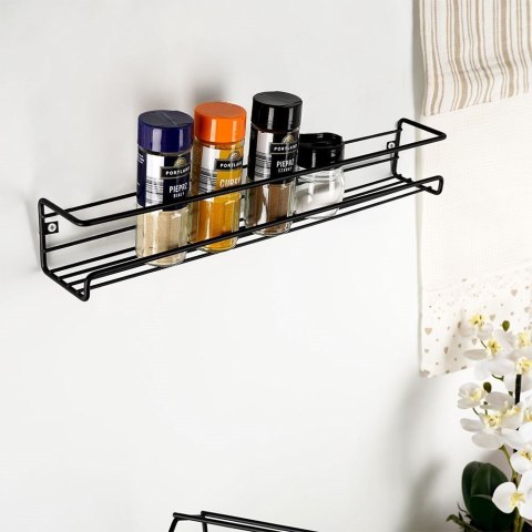 Półka ścienna na przyprawy metalowa czarna loft 40x6,5x6,5 cm Półka ścienna na przyprawy metalowa czarna loft 40x6,5x6,5 cm