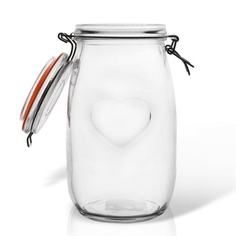 Słoik pojemnik szklany patentowy z klipsem BELA 1,5 l serce Słoik pojemnik szklany patentowy z klipsem BELA 1,5 l serce