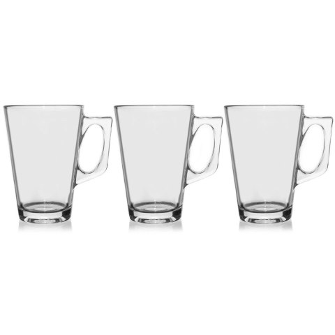 Szklanka z uchem do kawy herbaty napojów komplet szklanek zestaw 250 ml 3 sztuki