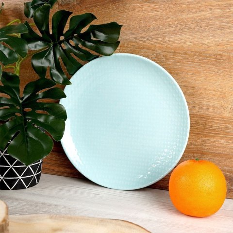 Talerz deserowy płaski płytki ceramiczny pastelowy zielony RELIEF 21 cm Talerz deserowy płaski płytki ceramiczny pastelowy zielony RELIEF 21 cm
