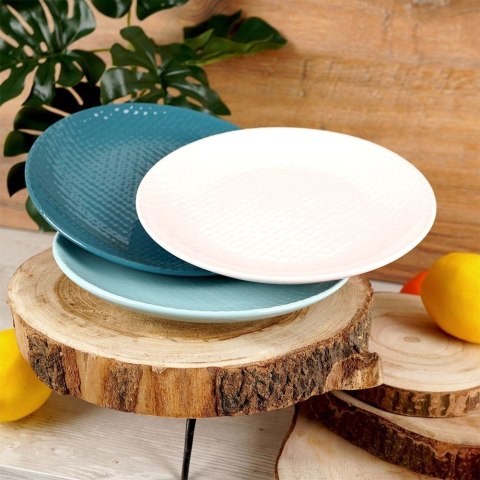 Talerz deserowy płaski płytki ceramiczny pastelowy zielony RELIEF 21 cm Talerz deserowy płaski płytki ceramiczny pastelowy zielony RELIEF 21 cm