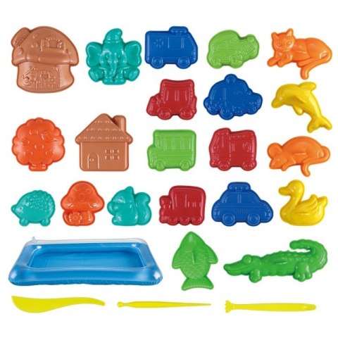 WOOPIE Piasek Kinetyczny 0,8 kg Zestaw w Koszyku z Foremkami + /
