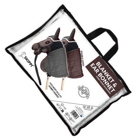 Derka dwustronna i nauszniki Skippi dla Hobby Horse - szary i brąz Derka dwustronna i nauszniki Skippi dla Hobby Horse - szary i brąz