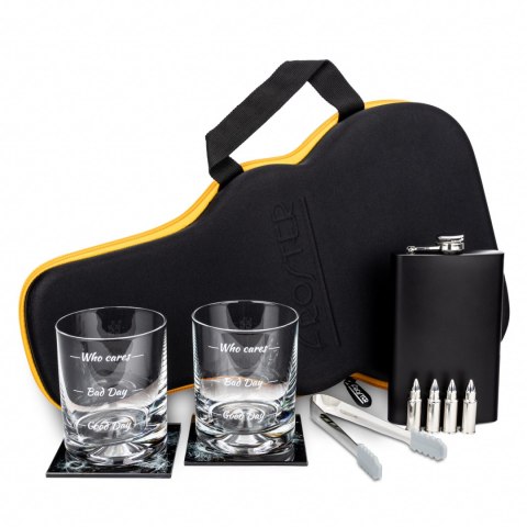 Gitarowy Zestaw do Whisky WHO CARES w etui prezent Gitarowy Zestaw do Whisky WHO CARES w etui prezent