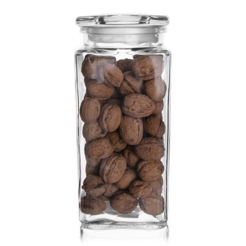 Pojemnik szklany kuchenny słój słoik kwadratowy z pokrywką 1,8 l retro