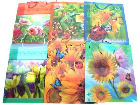 Torebka prezentowa 12szt. KWIATY MIX 30 x 23cm Torebka prezentowa 12szt. KWIATY MIX 30 x 23cm