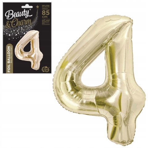 Balon foliowy B&C cyfra 4 szampański 85cm CH-B8H4 Balon foliowy B&C cyfra 4 szampański 85cm CH-B8H4
