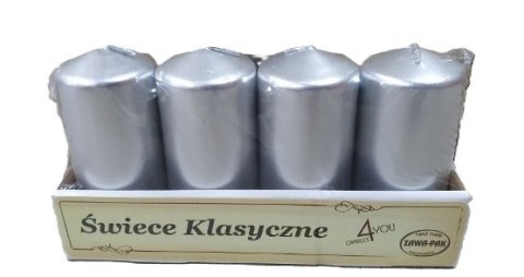 Świeca 4szt walec SREBRO Świeca 4szt walec SREBRO