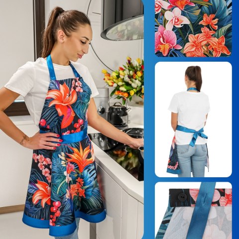 Nitly Paradise Blue - Fartuszek Sukienka- prezent dla eleganckiej Kobiety Nitly Paradise Blue - Fartuszek Sukienka- prezent dla eleganckiej Kobiety