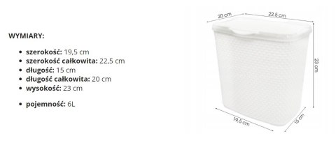 Pojemnik na detergenty PEARL 6l. BIAŁY 4241 Pojemnik na detergenty PEARL 6l. BIAŁY 4241
